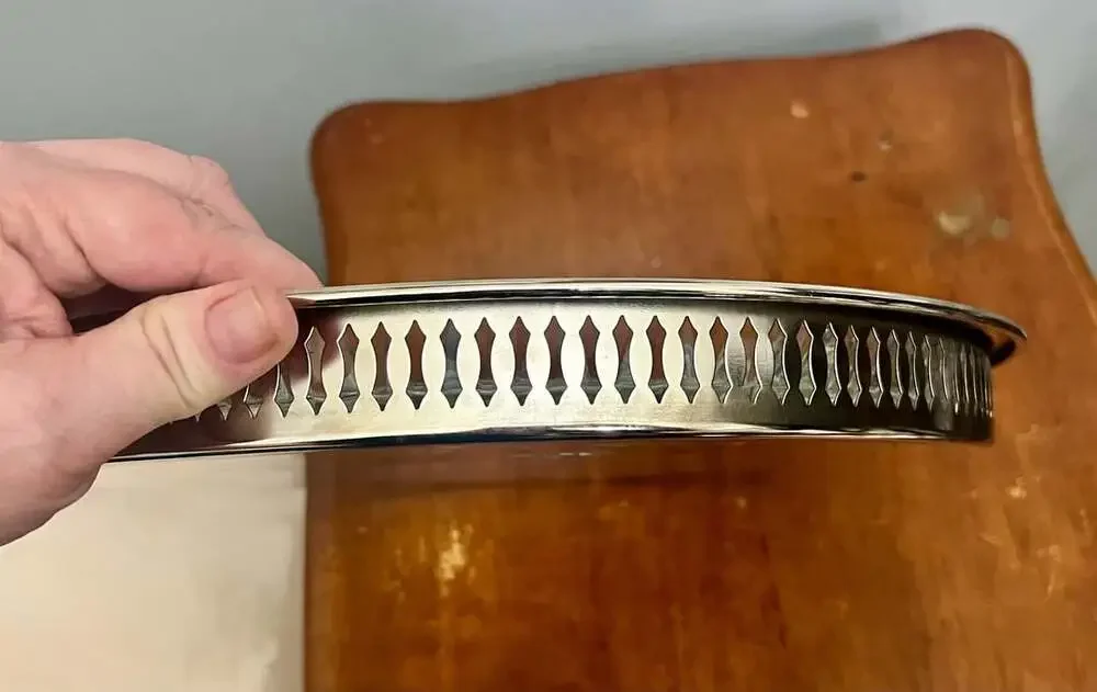 Vintage Silver Plated Serving Tray With Divided Glass Insert
